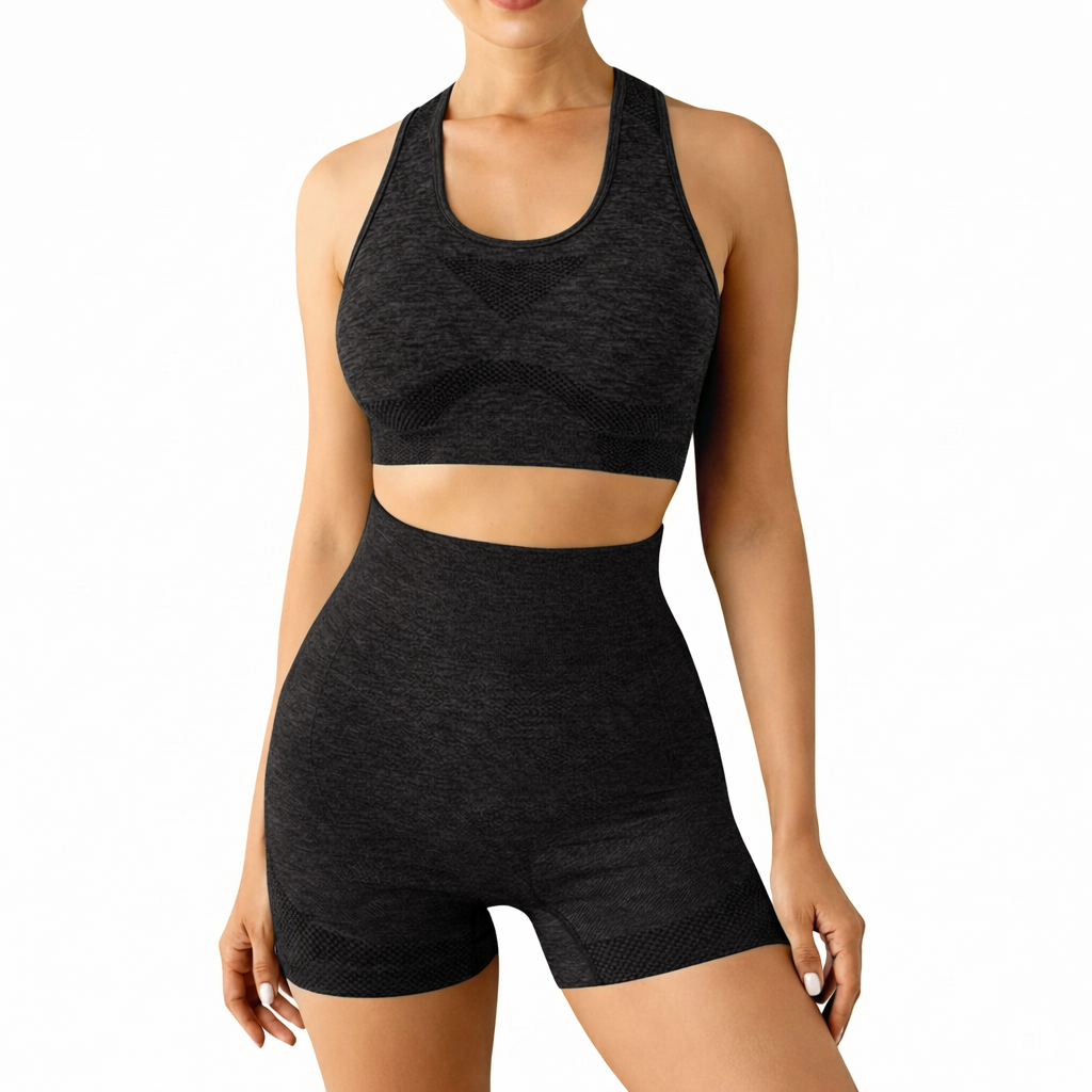Move Sculpt Seamless Set Preto MoveBemVida — conjunto fitness feminino premium vista frontal