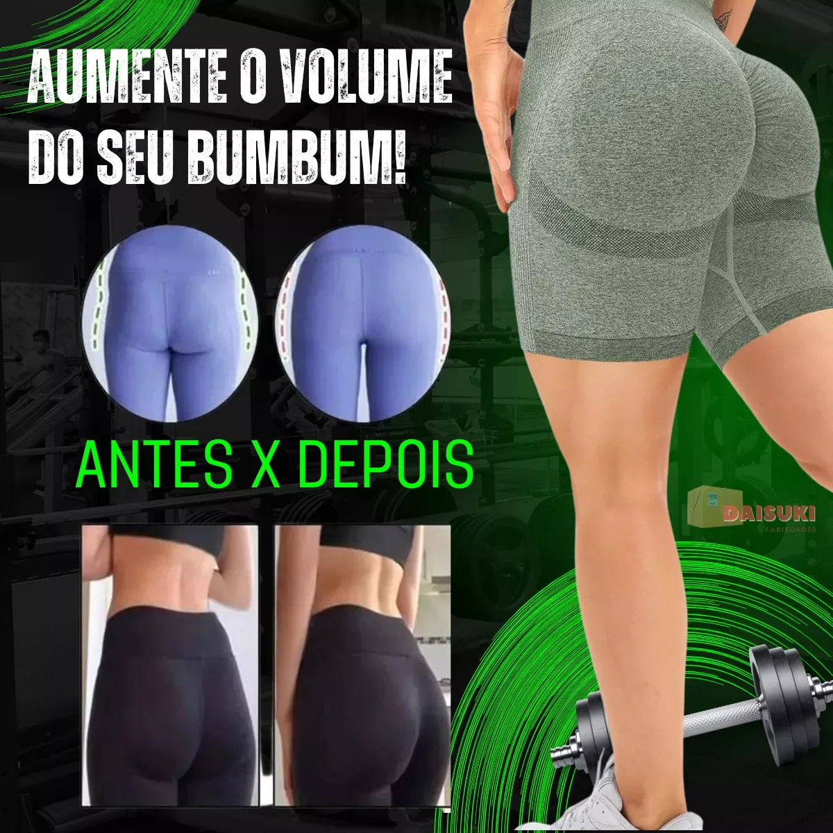 Move Sculpt Short Verde MoveBemVida — conforto e mobilidade para academia