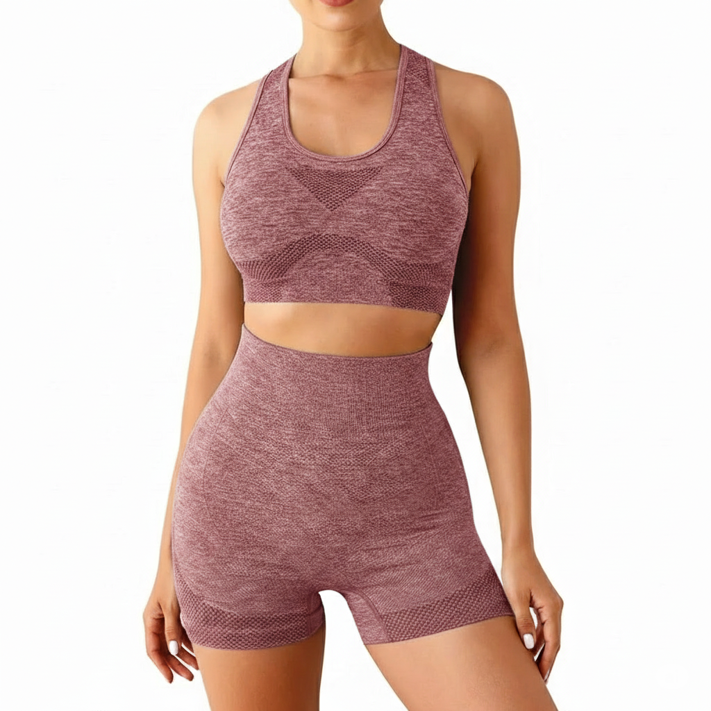 Move Sculpt Seamless Set Bege MoveBemVida — detalhe seamless e cintura alta