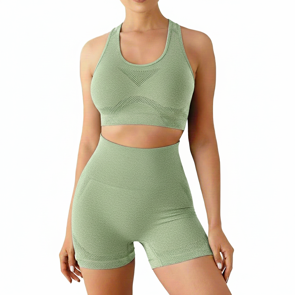Move Sculpt Seamless Set Cinza MoveBemVida — detalhe seamless e cintura alta