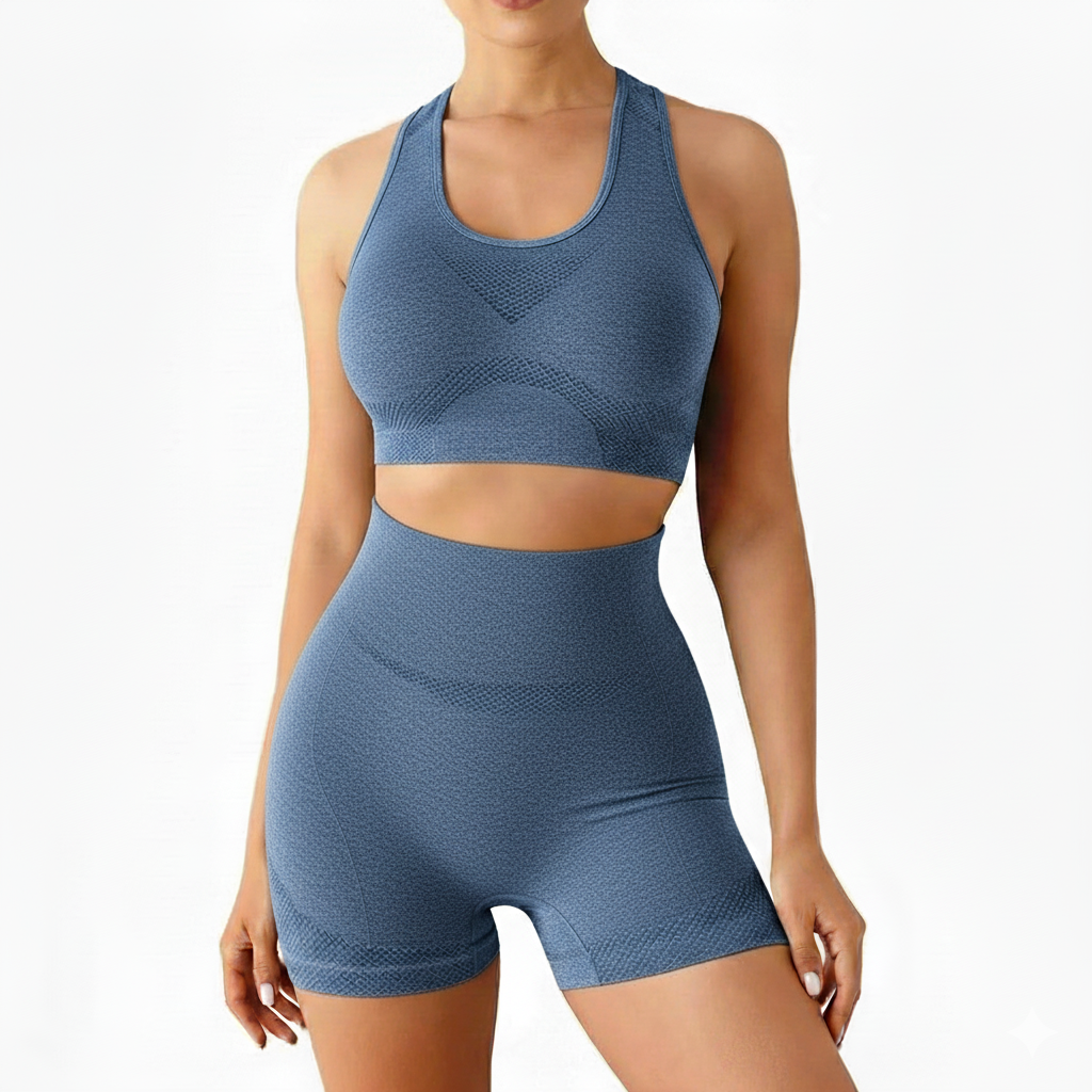 Move Sculpt Seamless Set Cinza MoveBemVida — conjunto top e short premium