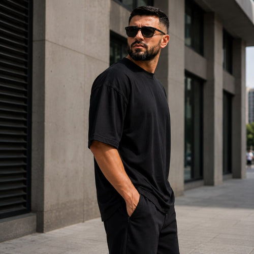 Camiseta Oversized Heavy Premium Preta MoveBemVida — caimento estruturado e visual minimalista
