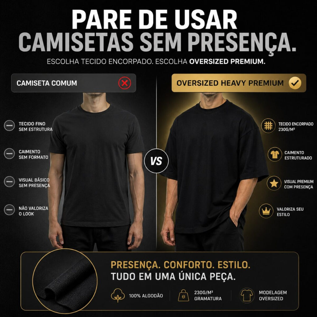 Camiseta Oversized Heavy Premium Preta MoveBemVida — uso em rotina urbana